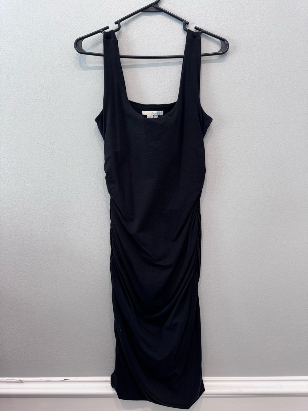Boden Black Ruched Sleeveless Scoop Neck Midi Dress Size 8L Long